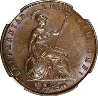 Great Britain Victoria Copper 1853 1/2 Penny NGC MS63 BN Nice Toned KM#726 (22)