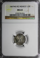 Mexico Silver 1847 Mo RC 1/2 Real NGC MS63 BETTER DATE KM# 370.9