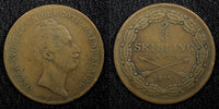 SWEDEN Oscar I Copper 1855 2/3 Skilling Last Year Type KM# 663 (22 548)