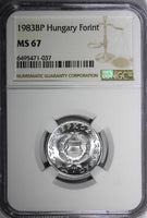 Hungary Aluminum 1983 BP 1 Forint NGC MS67 TOP GRADED BY NGC KM# 575 (037)
