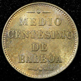 PANAMA Copper-Nickel 1907 1/2 Centesimo Balboa UNC KM# 6 (22 939)