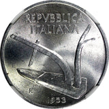 Italy Aluminium 1953 R 10 Lire NGC MS65 TOP GRADED KM# 93 (39)