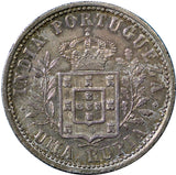India-Portuguese Carlos I Silver 1903 1 Rupia Mintage- 200,000 Ch.XF  KM# 17 (7)