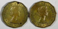 Great Britain Elizabeth II LOT OF 2 COINS 1961 3 Pence KM# 900 (20 270)