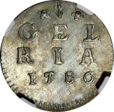 Netherlands GELDERLAND Silver 1786 2 Stuivers NGC UNC DETAILS KM# 107 (006)