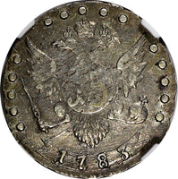 RUSSIA Catherine II Silver 1783 SPB 15 Kopecks NGC VF35 RARE C# 62c (026)