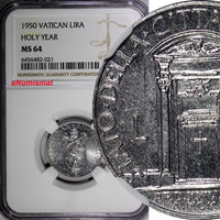 Vatican City Pius XII 1950 1 Lira Holy Year NGC MS64 Mintage-50,000 KM# 44 (021)