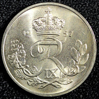 Denmark Frederik IX Copper-Nickel 1957  10 Øre GEM BU COIN KM# 841.2 (23 846)