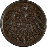 Germany - Empire Wilhelm II Copper 1916 J  1 Pfennig Hamburg Mint KM# 10 (193)