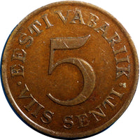 ESTONIA  Bronze  1931  5 Senti 23.3mm KM# 11 (4970)