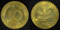 Germany - Federal Republic 1988 F 10 Pfennig Stuttgart Mint KM# 108 (22 729)