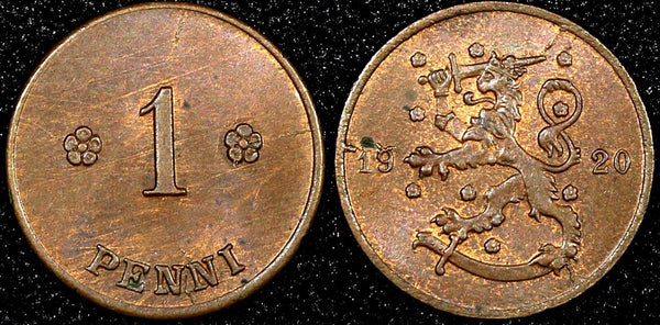 FINLAND Copper 1920 1 Penni UNC KM# 23 (23 997)