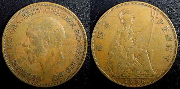 Great Britain George V Bronze 1936 1 Penny KM# 838  (23 337)