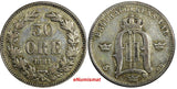 SWEDEN Oscar II Silver 1881 EB 50 Ore Mintage-268,000  22 mm SCARCE KM# 740 (88)
