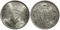 India-British George VI Silver 1940 (B) 1/4 Rupee Bombay UNC KM# 545 (22 409)