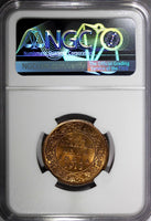 India-British George V Bronze 1912 (C) 1/4 Anna NGC MS64 RD FULL RED KM# 512/083