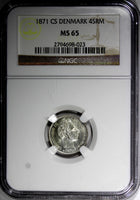 Denmark Christian IX Silver 1871 CS 4 Skilling NGC MS65 NICE KM# 775.2 (023)