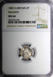 Great Britain Victoria Silver 1889 2 Pence Maundy NGC MS64 Mint-6,727 KM#771 (2)