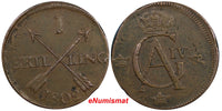 Sweden Gustaf IV Adolf 1802 1 Skilling Overstruck 2 Ore SM (1740-68) KM566 (122)