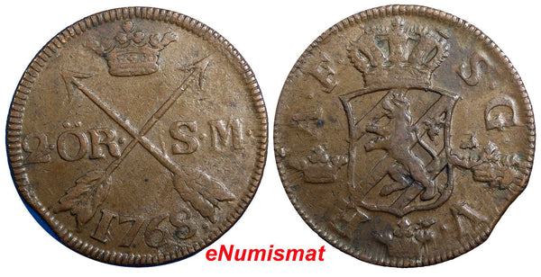 Sweden  Adolf Frederick Copper 1768 2 Ore, S.M.Low Mintage-168,000 KM# 461(4854)