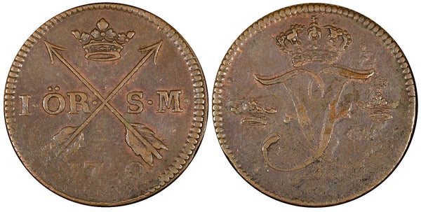 Sweden Frederick I Copper 1750 1 Ore Last Year Type Mint-353,000 KM# 416.1 (358)