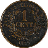 Danish West Indies Christian IX Bronze 1883 1 Cent Dark Toned KM# 68 (19 571)