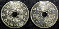 Denmark Margrethe II 1993 5 Kroner 28,5mm PROOF LIKE GEM BU KM# 869.1 (23 815)
