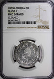 Austria Franz II Silver 1806 A 20 Kreuzer Vienna NGC UNC DETAILS KM#2140 (27)