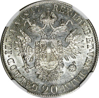 Austria Ferdinand I Silver 1847 A 20 Kreuzer Vienna NGC  AU DETAILS KM# 2208 (1)