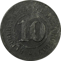 Uruguay (ca.1900) Establecimiento Ganadaria 10 Centesimo Token  c/s PJJ  URU-12