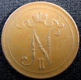 Finland Nicholas II Copper 1915 10 Penniä Mintage-420,000 KM# 14 (23 033)