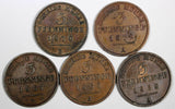 German States PRUSSIA Copper LOT OF 5 COINS 1867-1872 3 Pfennig KM# 482 (19 454)