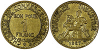 France Aluminum-Bronze 1927 1 Franc Chamber of Commerce LAST YEAR KM# 876 (257)