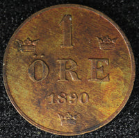 Sweden Oscar II Bronze 1890 1 Öre  Large letters KM# 750  (23 162)