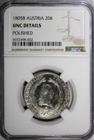 Austria Franz II Silver 1805 B 20 Kreuzer Kremnica NGC UNC DETAILS KM# 2140 (02)