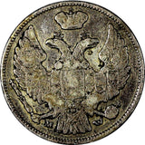 POLAND RUSSIA Nicholas I Silver 1837 MW 1 Zloty 15 Kopecks C# 129 (11 080)