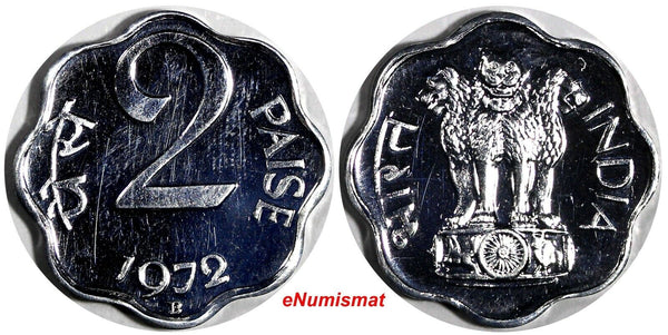 India-Republic PROOF Aluminum 1972 B 2 Paise Mintage-7,895 KM# 13.6 (14 966)