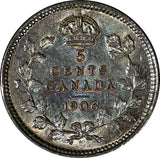 Canada Edward VII Silver 1906 5 Cents Nice Rainbow Blue Toned aUNC KM# 13 (023)