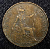 Great Britain Victoria Bronze 1901 1 Penny 30.8 mm Last Year KM# 790 (22 506)