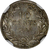 Netherlands Wilhelmina I Silver 1903 10 Cents NGC MS64 1 YEAR TYPE SCARCE KM#135