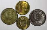 PERU LOT OF 4 COINS 1962-1967 Sol,1/2 Sol,20 Centavos UNC-BU (18 498)