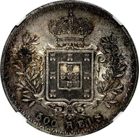 Portugal Carlos I Silver 1891 500 Reis NGC UNC DETAILS Nice Toned 30mm KM# 535