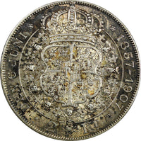 SWEDEN Oscar II Silver 1907 EB 2 Kronor Golden Wedding Anniversary KM# 776 (122)