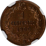 Italy Umberto I Copper 1900-R 1 Centesimo NGC MS65 RB TOP GRADED KM# 29 (238)