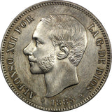 Spain Alfonso XII Silver 1885 (85) MS-M 5 Pesetas Weight: 25.0 g XF KM# 688 (61)