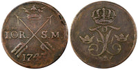 Sweden Frederick I Copper 1743 1 Ore, S.M. 29,75mm BETTER DATE KM# 416.1  ( 163)