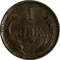 Denmark Christian IX (1862-1906) Bronze 1880 CS 1 Ore KM# 792.1