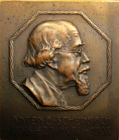 AUSTRIA Bronze 1908 Plaque Anton Schönbach (1848-1911) Professor Literature (86)