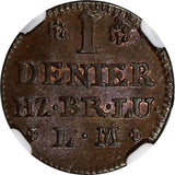 Germany BRUNSWICK-WOLFENBÜTTEL Karl Copper 1758 Denier NGC MS63 BN KM# 948 (173)