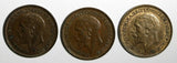 Great Britain George V Bronze LOT OF 3 COINS 1929-1934 Farthing HIGH GRADE KM825